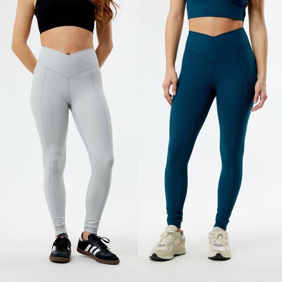 Set of Two PacSun Active Ribbed Crossover Yoga Pants Excellent Condition Medium - Picture 1 of 16